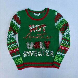 No Boundaries Green Red Ugly Christmas Knit Sweater Size S Holidays Holiday